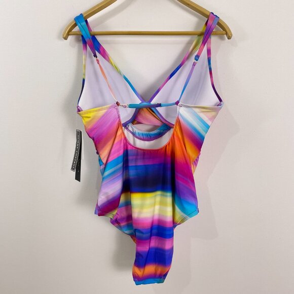 *La Blanca Island Goddess Cross Front Keyhole One-Piece Swimsuit Size 12 - Picture 3 of 9